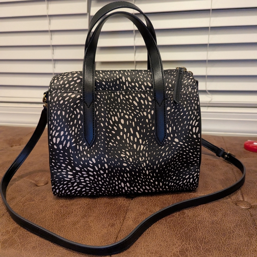 Fossil Sydney Satchel handbag in black pattern